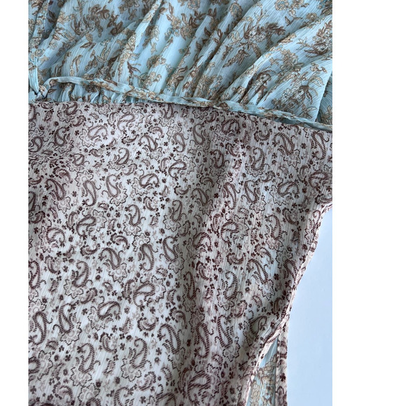 Band of Gypsies Floral Vest - Aqua & Brown Colors, Size Small - Picture 8 of 9